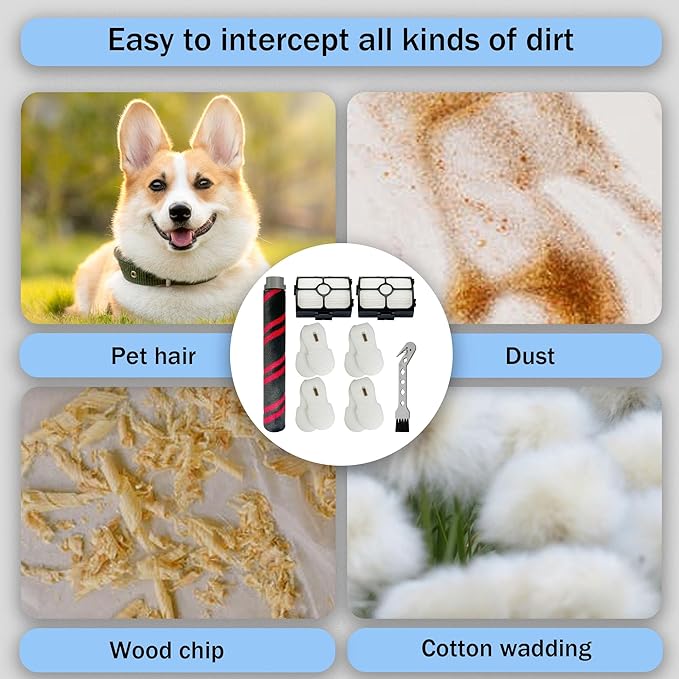 Replacement Brush Roller and Filter for Shark HZ3002/ HZ3000 Vacuum Cleaner- 1 Brush Roller +2 Vacuum Filters+4 Foam & Felt filters+1 Cleaning Tool