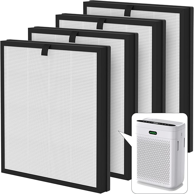 F1 Replacement Filters Compatible with AMEIFU F1 Double-Sided Air Cleaner Purifier, Premium Filter and Activated Carbon Filter, Part #‎F1F, 4 Pcs (Totally 2 Sets)