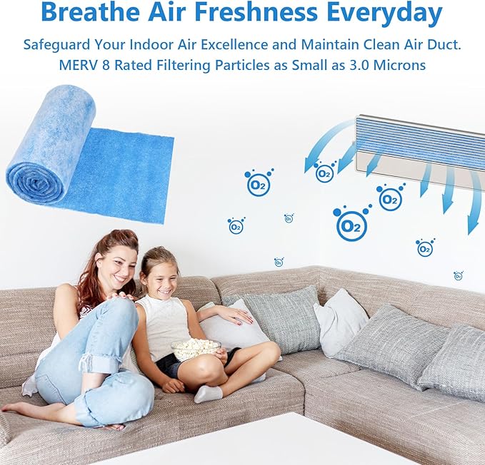 12x90 Inch Cut to Fit Air Filter Roll - MERV 8 Up to 50 Filters Cut to Size Air Filter Material Roll