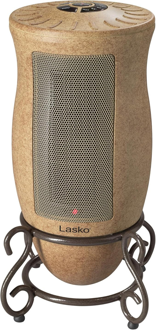 Lasko Oscillating Designer Series Ceramic Space Heater for Home with Adjustable Thermostat, Timer and 2-Speeds, 16 Inches, 1500W, Beige, 6405