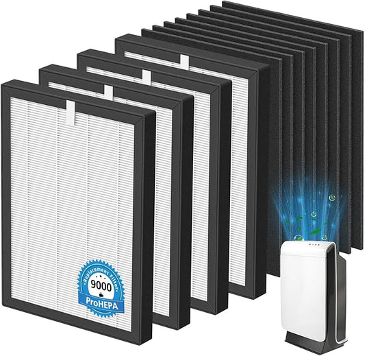 ProHEPA 9000 Replacement Filter Compatible with VEVA 9000 Air Puri-fiers, 4 Pack HEPA Replacement Filters & 8 Activated Carbon Pre-Filters