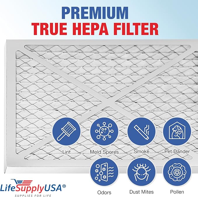LifeSupplyUSA True HEPA Filter Replacement Compatible with Hunter 30212, 30213, 30240, 30241, 30251, 30378, 30379, 30381 & 30382 Air Purifier