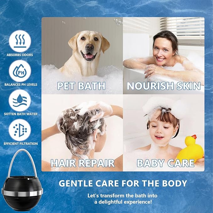 Yodel Bath Filter for Tub, Bathtub Hard Water Softner to Remove Chlorine and Fluoride, Improves Skin, Hair and Nails Condition,Matte Black