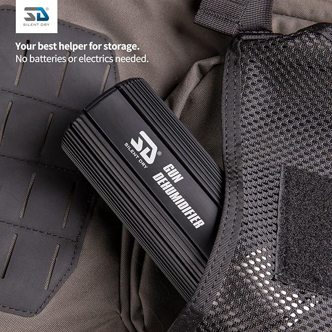 SILENT DRY Cordless Gun Safe Dehumidifier – Reusable Mini Dryer for up to 40L – Fast Rechargeable & Moisture Removal for Guns, Closet, Cabinet, Camera, up to 40L Safe, Shotgun Jr. – BLACK (1 Pack)