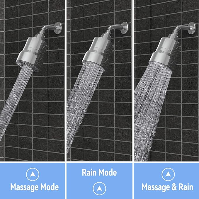 Filtered Shower Head, 3 Modes High Pressure Shower Head with 15 Stage Hard Water Filter Cartridge for Remove Chlorine and Harmful Substances