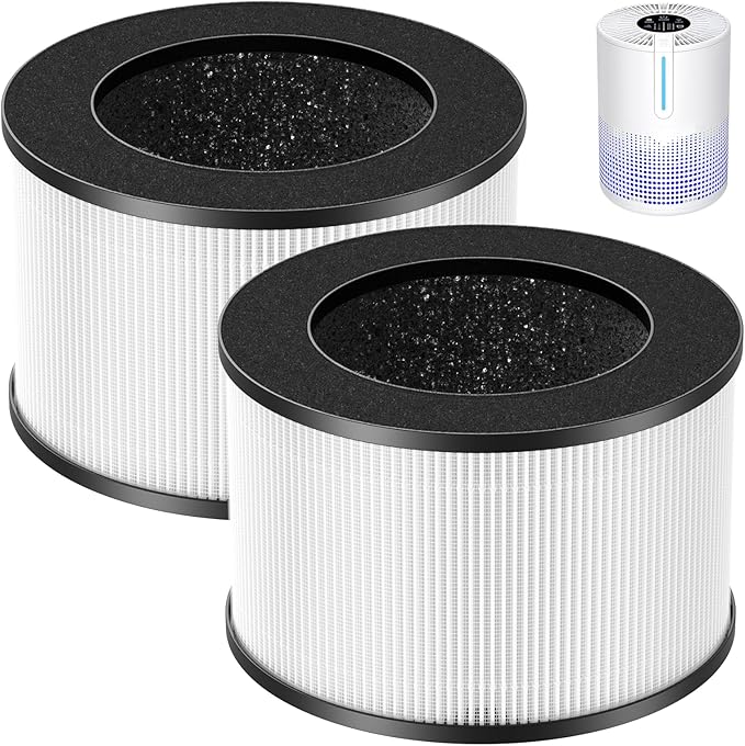 M01 Air Filter Replacement for MOOKA M01 Air Puri-fier, HEPA Filter, 3-Stage with Activated Carbon, 2 Pack