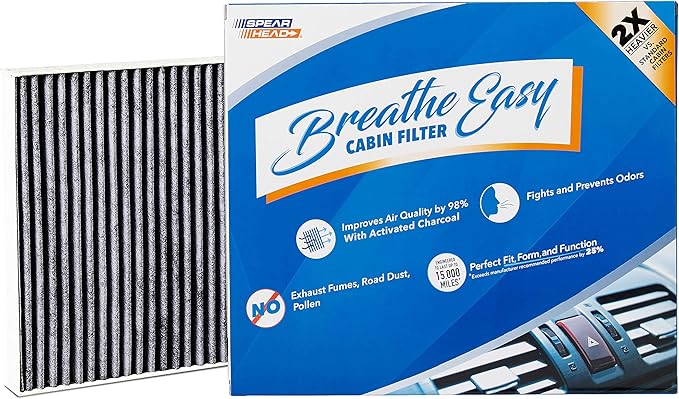 Spearhead Odor Defense Breathe Easy AC & Heater Cabin Filter, Fits Like OEM, Up to 25% Longer Lasting w/Activated Carbon (BE-729)