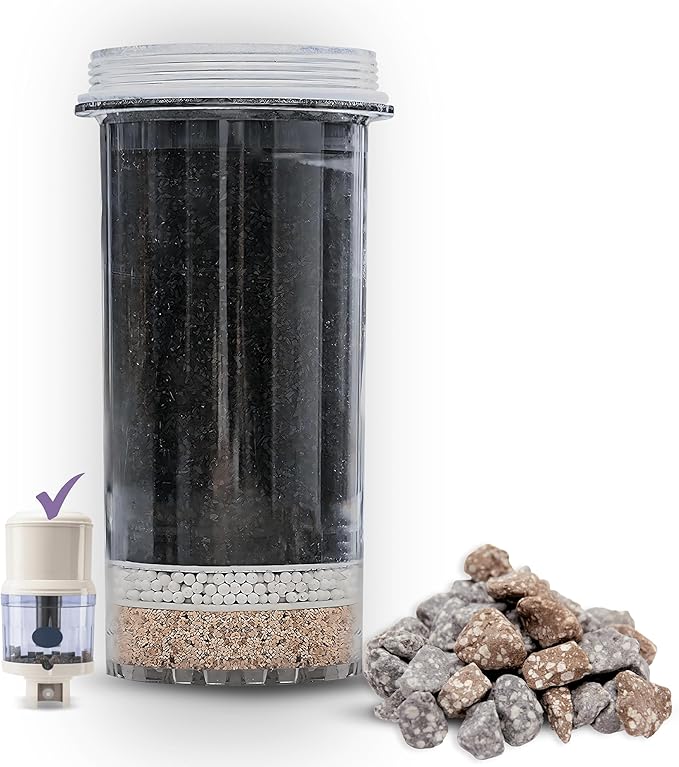 Water Filter Cartridge Replacement 1361 and Mineral Stones 13564 (formerly 1386) for Nikken Water Filter PiMag Aqua Pour Gravity System 1360, Home Gravity Filtration System for Countertop Filters