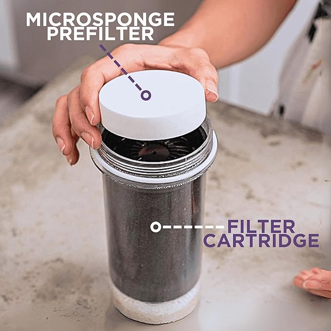 Sponge Filter Replacement 1362 and Cartridge 1361 for Nikken Aqua Pour 1360 - Prefilter Sponge and Water Filtration System Cartridge for Nikken Water Filter Replacement PiMag Gravity Filtration System