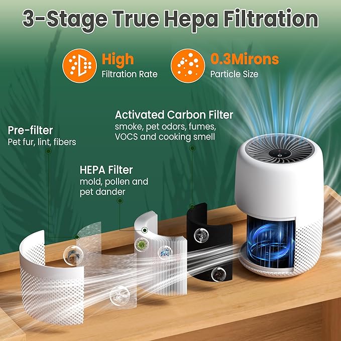 Core Mini Replacement Filter Compatible with LEVOIT Core mini-P Air Purifier, 3-in-1 Pre, H13 True HEPA, Activated Carbon Filtration System,Core Mini-RF,4 Filter & 10 Fragrance Sponge，By Improvedhand