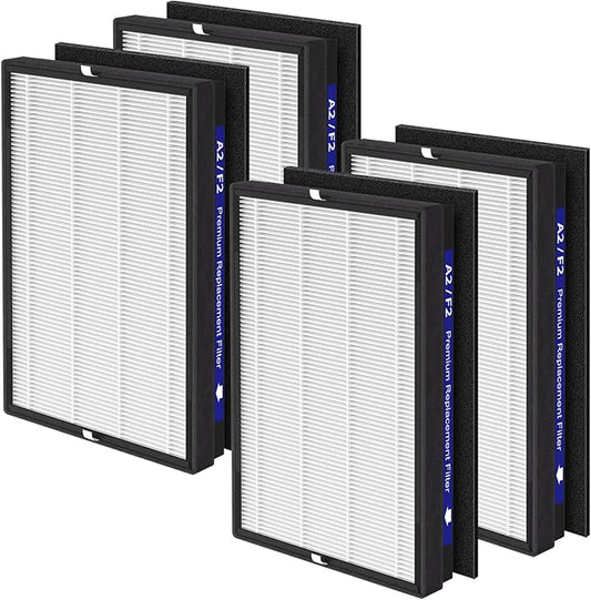4 Pack A2 F2 True HEPA Replacement Filter Compatible with 3M Filtrete Room Purifier Models FAP-C02-A2, FAP-C03-A2, FAP-T03-A2, FAP-C02WA-G2, FAP-C03BA-G2, FAP-T03BA-G2, FAP-SC02N, Part # 1150101