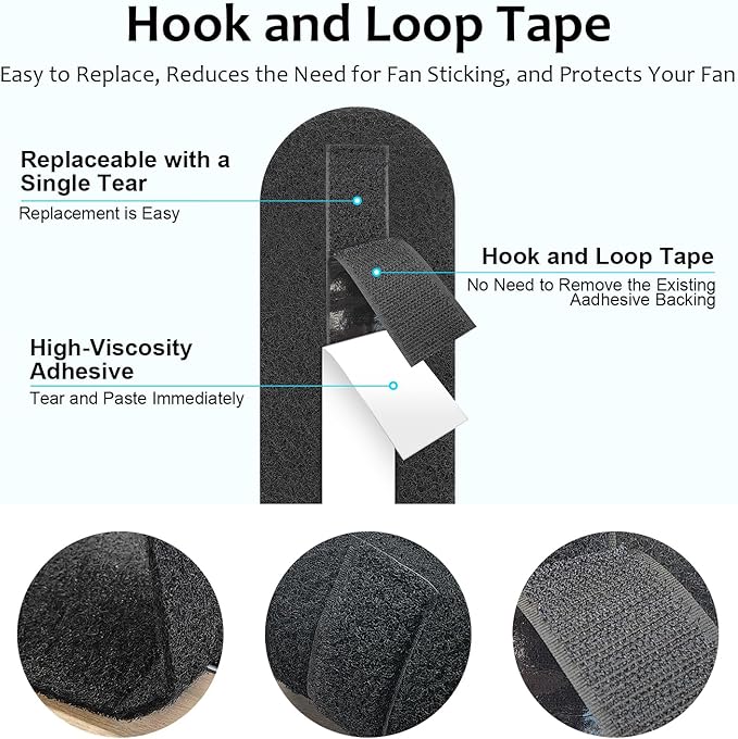 2025 Upgrade 10pcs Ceiling Fan Filters for Blades Easy-Stick Strong Fixity Activated Coconut Carbon Fan Filter for Ceiling Fan, Universal Fan Blade Air Fresh Purifier Cat Litter Box Filter, Black