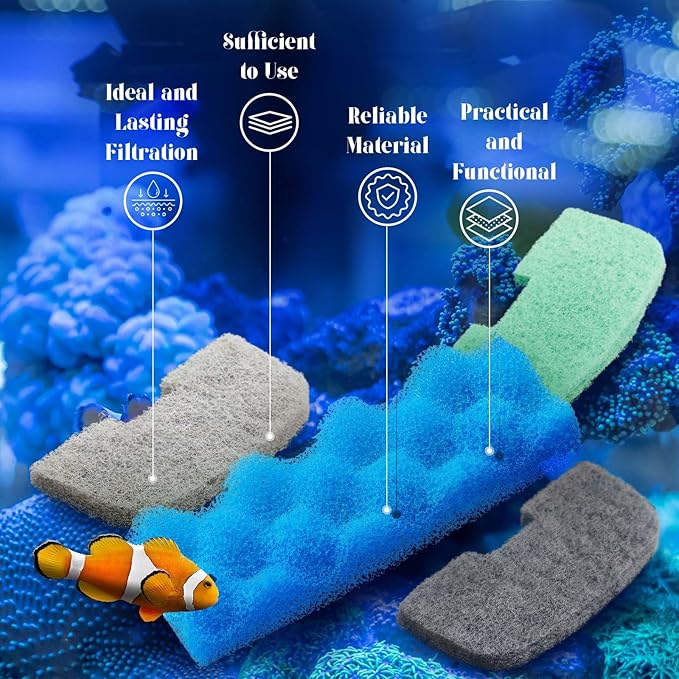 20 Pcs Aquarium Filters Replacement Filter Media Kits Compatible with Fluval 206/207, Including 2 Biological Foams, 6 Ammonia / 6 Phosphate / 6 Nitrite Remover