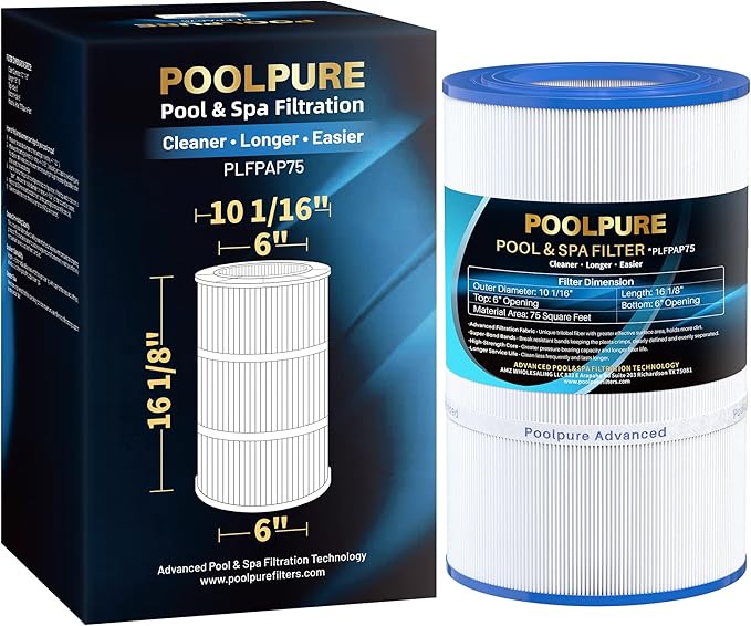 POOLPURE PAP75 Pool Filter Replaces Pentair CC75, PAP75, Pentair Clean & Clear 75, Ultral-C2, R173214, 59054100, Unicel C-9407, Filbur FC-0685, 590541, 75 sq.ft Filter Cartridge 1 Pack