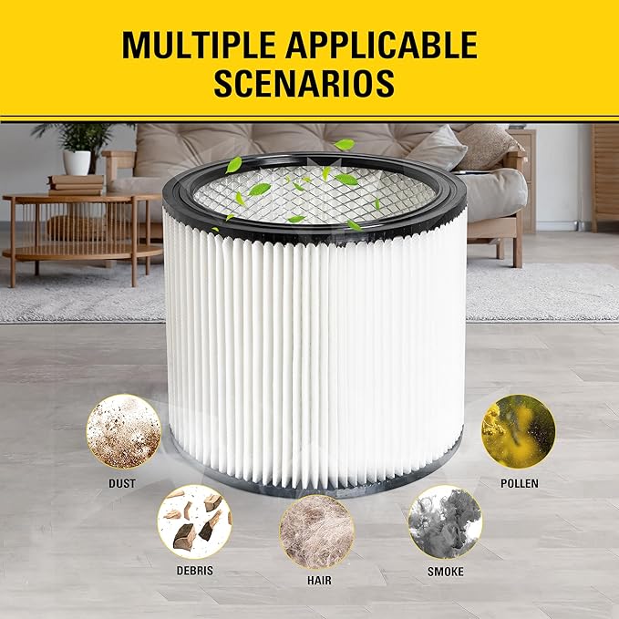 STANLEY Vacuum Filter Replacement 08-2501, Fit for Most 5-18 Gallon Wet Dry Vacuum Cleaner, Compatible with SL18115, SL18115P, SL18116, SL18116P, SL18191P, SL18199P, SL18117, SL18701P-10A, SL18410P-5A