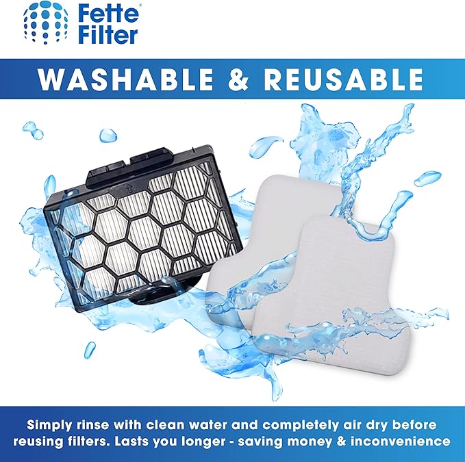 Fette Filter - Canister Vacuum Filter Set Compatible with Shark Canister Vacuum Models CV101 CV101C CZ350C CZ351 CZ351C CZ355 CZ2001 CZ2001C Part # XHPCZ350 & # XFFKCZ350 1 Hepa & 2 Foam Sets