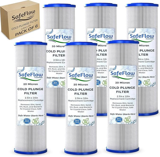 10in Ice Bath Chiller Filters 20 Micron 10" x 2.5" Water Filter Replacement Cartridge – Fits Ice Pod Cold Plunge Water Chiller, Cold Plunge Filters, Water Filter for Cold Plunge (6)
