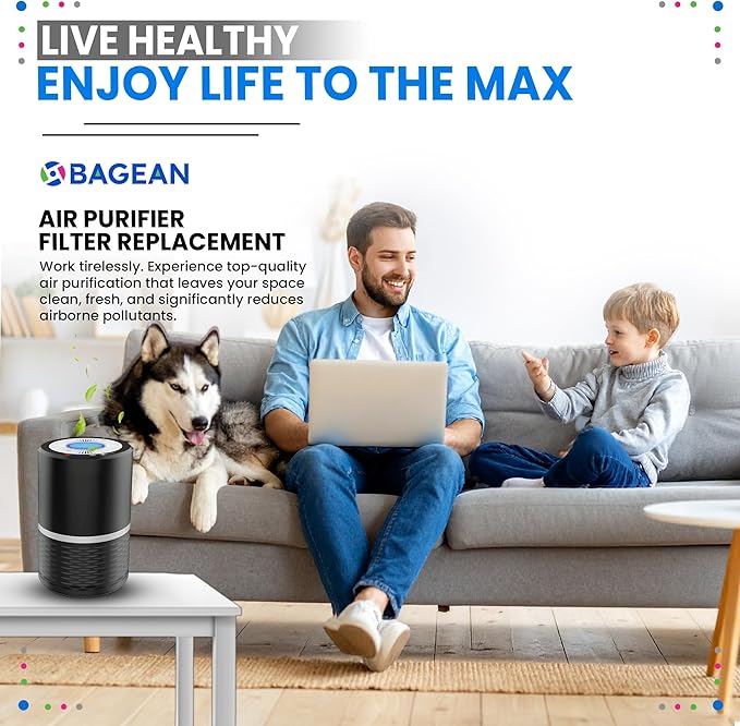 Bagean LV-H132 Replacement Filter Compatible with Levoit Filter Replacement for Levoit Air Purifier - H13 True HEPA Filters captures 99.97% particles and Activated Carbon Freshens the Air (3-Sets)