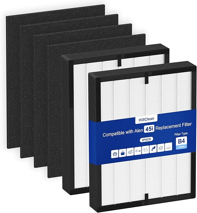 45i Replacement Filter Fit for Alen BreatheSmart Flex and 45i Pure Air Purifier Filter, 3-in-1 HEPA Filter + Activated Carbon Pre Filter, B4-Pure/ FL40, 2 Pack Hepa+ 4 Pack Carbon Filters