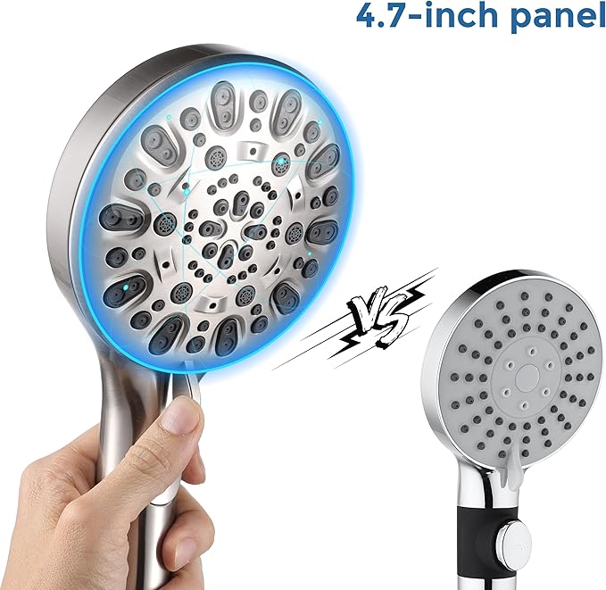 Shower Head with Handheld 7 Spray Combo,Hand Held Showerhead with On/Off Switch,High Pressure Detachable Shower Heads with 60" Long Hose (Brushed Nickel)