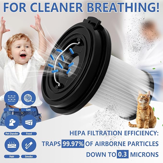 6 Pack Vacuum Filters Replacement Kit Compatible with Bissell Cleanview XR Pet 300W 3797V / CleanView XR 200W 3789U Cordless Vacuum,6 HEPA Filters Replace Part#1638010