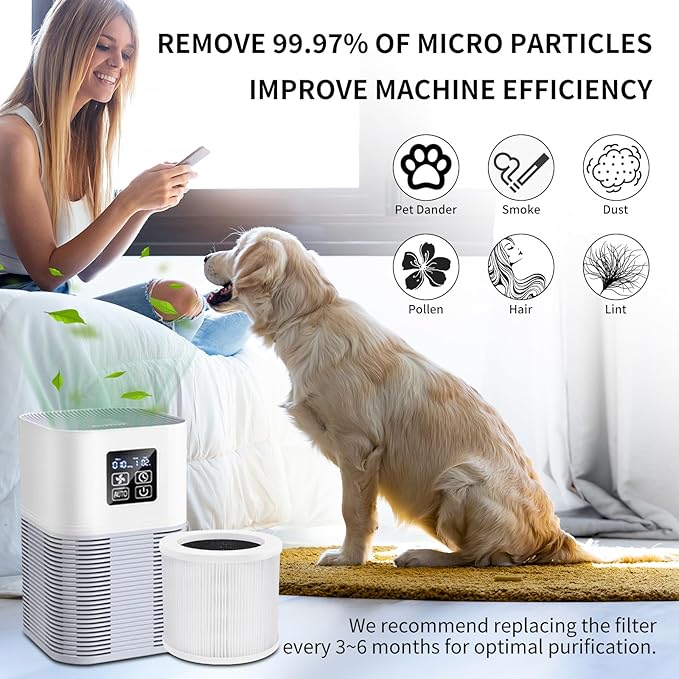 2Pcs A1 Replacement Filter Compatible with VEWIOR Air Purifier HQSC-50, HQKJ-80, A1W, AMEIFU AP01W, KOIOS HQKJ-50 Air Purifier, 3-in-1 H13 True HEPA Air Cleaner Filter