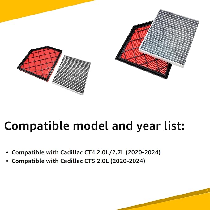 Cabin & Engine Air Filter For Cadillac CT4 (20-24), CT5 (20-24)
