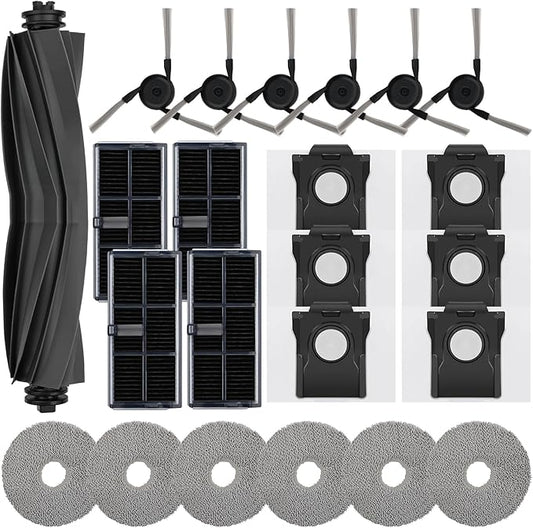 23 PCS Replacement Parts for Dreame X40 Ultra, L40 Ultra, X40 Master, MOVA P10 Pro Ultra Vacuum Cleaner, 1 Main Brush, 4 HEPA Filters, 6 Mop Pads, 6 Dust Bags, 6 Side Brush Accessories Kit