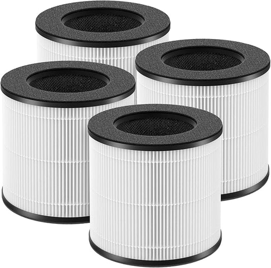 Cayman 608 320 H13 True HEPA Replacement Filters Compatible with Okaysou Cayman 608, Cayman 320 Air Cleaner Purifier, 3-in-1 Filter of True HEPA, Activated Carbon and Fine Pre-Filter, 4 Packs