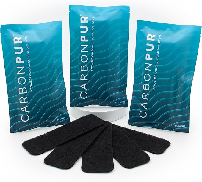 Activated Charcoal Ceiling Fan Filters, 5-Pack (5) for Fresher, Cleaner Air | Eliminate Odors, Dust, and Pollutants | Easy Install and Long-Lasting Performance