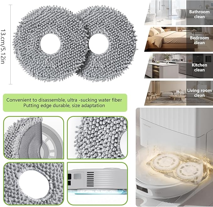 Yivy Vacuum Cleaner Replacement parts Compatible with Roborock Qrevo pro/Qrevo MaxV/Qrevo S/Qrevo plus,2 Main Brush Roller,6 White Side Brush,4 Hepa Filters,8 Mop Pads,6 Dust Bags (White-29)