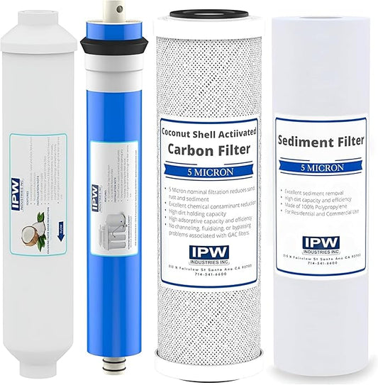 IPW Industries Universal 4-Stage Under Sink Reverse Osmosis Replacement Filter Kit | Replace Every 6-12 Months for Pure, Refreshing Water