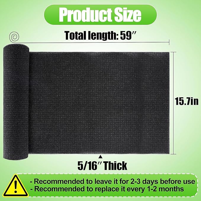 15.7" x 59" Extra Large Cuttable Air Conditioner Filters - Cut to Fit Carbon Pad Air Purifier Filters, Washable Reusable Foam Pad Pre Filter Roll for Air Filters AC Window Unit Charcoal Sheet