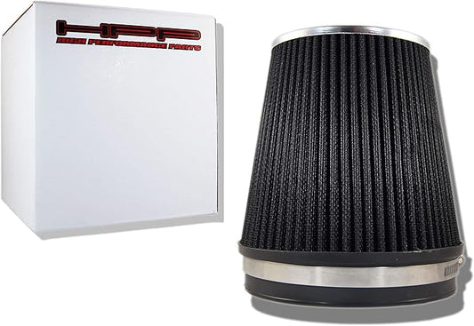 Truck Cold Air Intake Black 6" / 152 mm Inlet Reusable Quality Universal Clamp On Cone Replacement Dry Air Filter