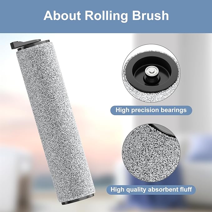 Vacuum Mop Replacement Parts Compatible with Tineco Roller Brush Replacement, Suitable with Ifloor 3 Series, Floor One S3 Series, Ifloor 5 Breeze Cleaner, Set Includes 3 Roller Brushes and 6 Filters