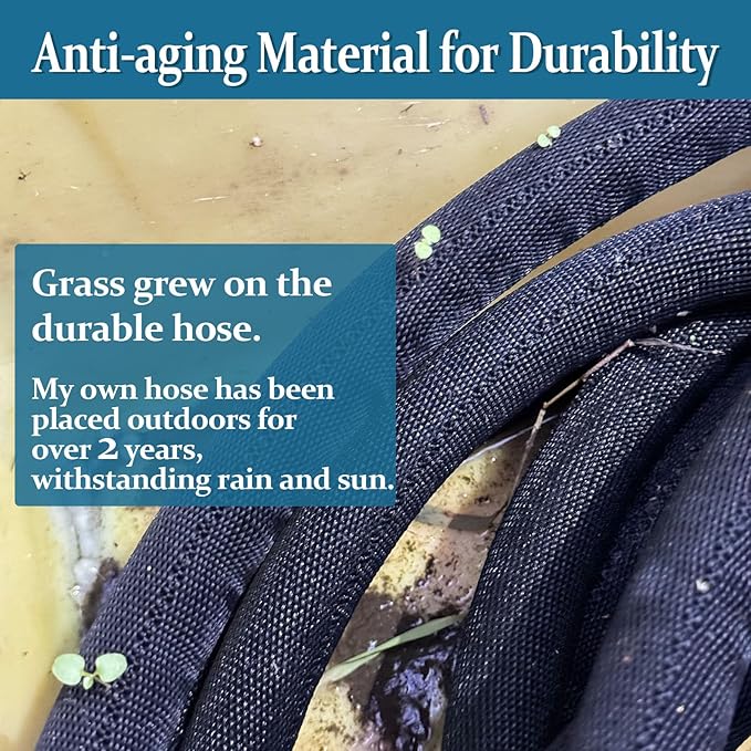 Garden Hose 100ft, Made of TPE(Not PVC), Ultra-Light & Flexible Water Hose with Solid Brass Fittings, Non-Shrinking, Easy to Storage, Drinking Water Safe Material, All-weather, Black, Newbox