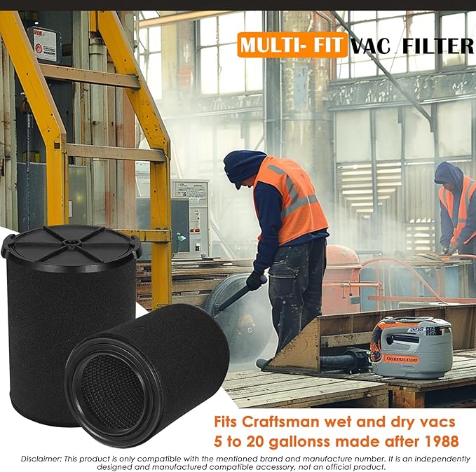 VF7000 Replacement Filter for Ridgid Shop Vacuums 5-20 Gallon, Wet Application Filters Fits Rigid Wet Dry Vac, Wet Pick Up Filter for Husky Shop Vacuum Filter 6-9 Gallon- 2 Pack