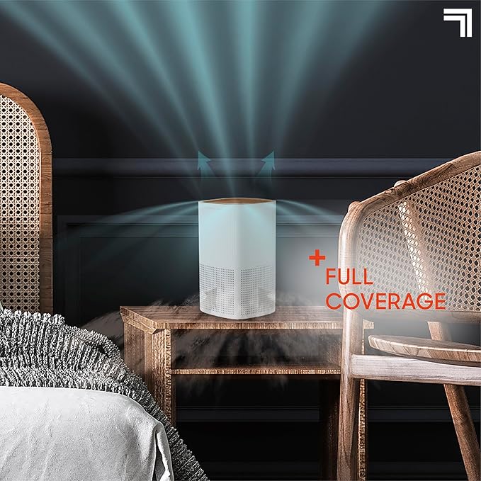 Sharper Image® Tabletop Air Purifier – 2 HEPA Filters & 13 Aromatherapy Pads| Quiet 3-Stage Filtration| 5 Air Changes Per Hour| Remove Dust Allergens Pollen Smoke Pet Fur| Home Office Odor Eliminator