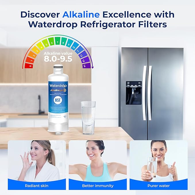 Waterdrop Alkaline DA97-17376B Water Filter, Enhances pH, Replacement for Samsung® HAF-QIN/EXP, DA97-08006C, RF28R7201SR, RF28R7351SG, WD-F45-AL, 2 Filters