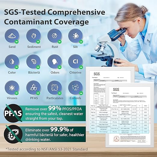 iSpring RV Water Filter System, SGS-Tested PFAS, Báctérïa & Viruses Removal, Reduces Chlorine, Sediments, and Odor, High Capacity Tankless Design, Lead-Free Brass Quick Connectors(Model: CW21-PFBV)