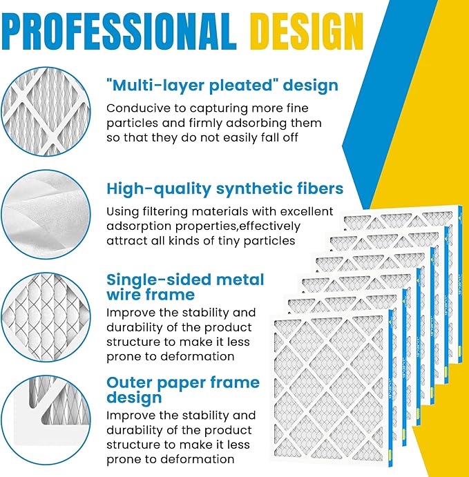 18x20x1 Air Filter,MERV 8,Furnace Air Filter for HVAC,Dust Defense-6packs by MIFLUS