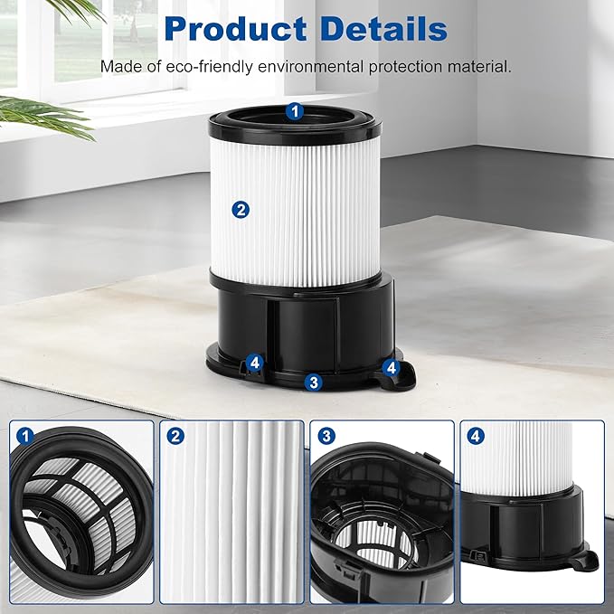 15 Pcs IP1251 IP3251 HEPA Filter Replacement Compatible with Shark Cordless PowerDetect Clean and Empty Lightweight Stick Vacuum, 2 Post-Motor HEPA Filter, 6 Pre-Motor Filter sets, 1 Cleaning Brush