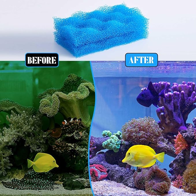 Maxcheck 10 Pcs Bio Sponge Foam Compatible with 106/107 Foam Filters Media Replacement Sponges for Aquarium Filters Fish Tank Accessories, Blue