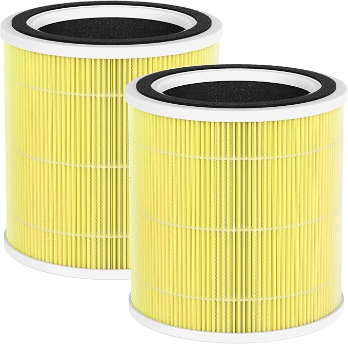 2 Pack AC400 Pet Care Replacement Filter Compatible with Purivortex AC400 Air Cleaner Purifier, 3-in-1 Filter of Main Filters and Activated Carbon Filter, Yellow