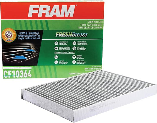 FRAM Fresh Breeze Cabin Air Filter Replacement for Car Passenger Compartment w/ Arm and Hammer Baking Soda, Easy Install, CF10364 for Select Chrysler and Dodge Vehicles (Packaging may vary)