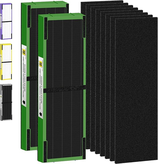 FLT4825VO HEPA Toxin Absorber Filter B Replacement Compatible with G-Guardian Air Purifiers AC4825 AC4825E AC4825W AC4300 AC4800 AC4900 AC4850,2 H13 True HEPA Filters+8 Carbon Pre-Filters