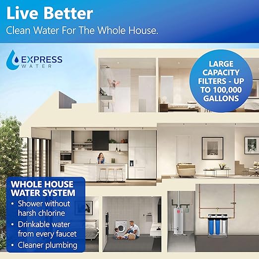 Whole House Water Filter System| ULTIMATE PROTECTION | 3 Stage Water Purifier Whole Home, Top-Tier Heavy Metal + Anti-Scale Filters, High Reduction in Scale, Chloramine, Chlorine, PFAs, Lead, Arsenic