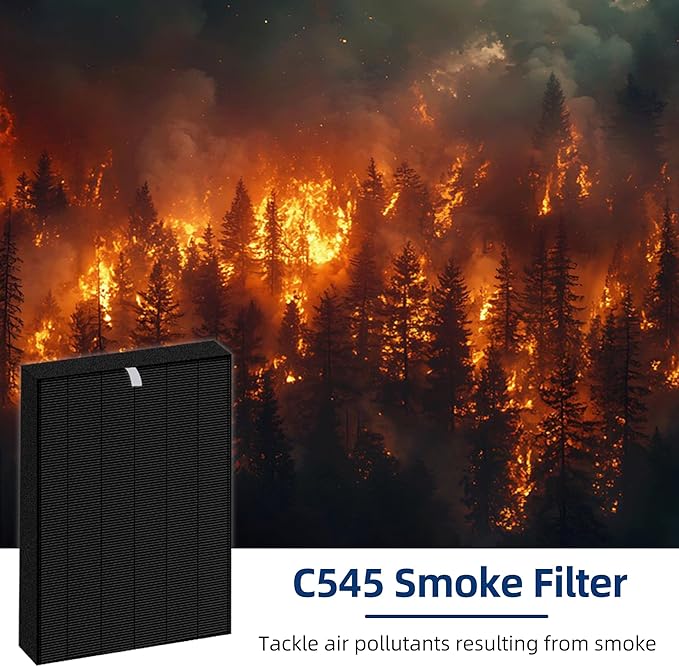 APPLIANCEMATES Upgraded C545 Smoke Replacement Filter S for Winix C545 Air Purifier, 2 True HEPA Filter + 8 Activated Carbon Filters (Black)