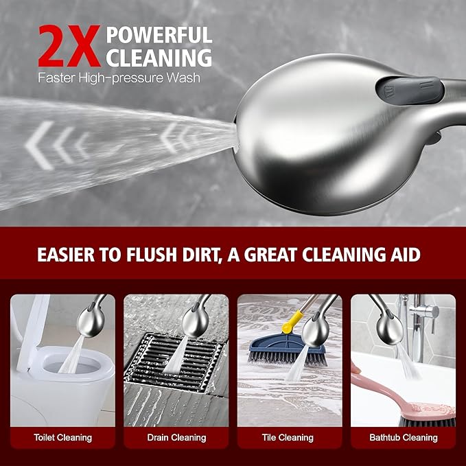 SUMERAIN Shower Head with Filters for Hard Water - 9 Spray Modes, Vitamin C & KDF Shower Head Filter, Salt-Free Anti-Scale Technology, High Pressure Shower Filter Head Brushed Nickel