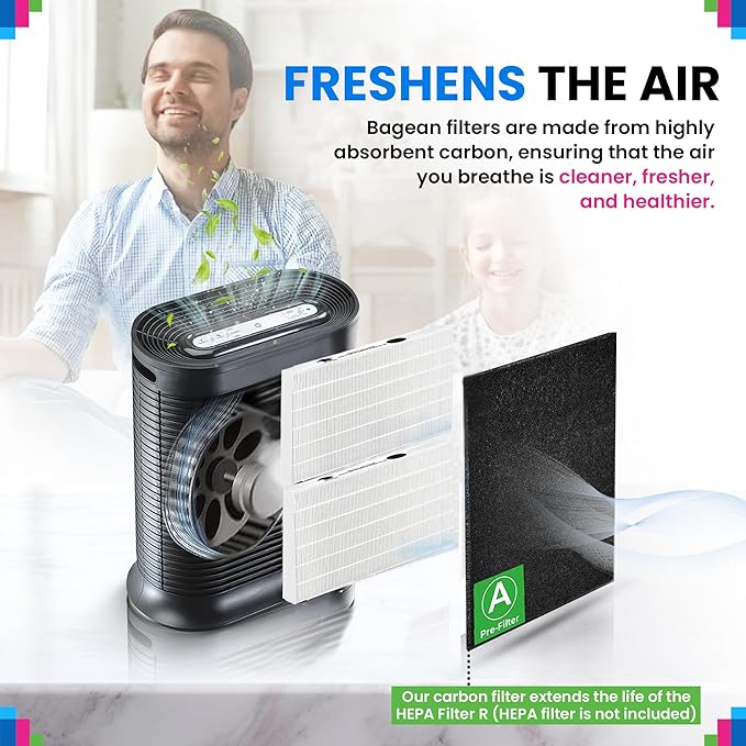 Bagean Activated Carbon Pre Filter A Replacement - Compatible with Honeywell HPA200 Air Purifier Series - Fits Honeywell HPA200 Prefilter A - Air Filters Absorb Odors and Freshen Your Home (6-Pack)